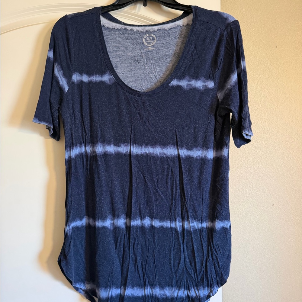 Maurices Indigo and White Striped Tee